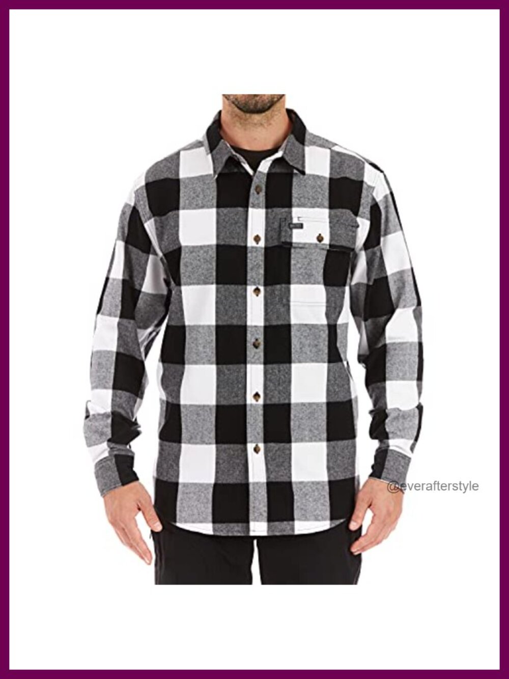 Heavyweight Cotton Flannel Button-Up Shirt with Flap Pocket